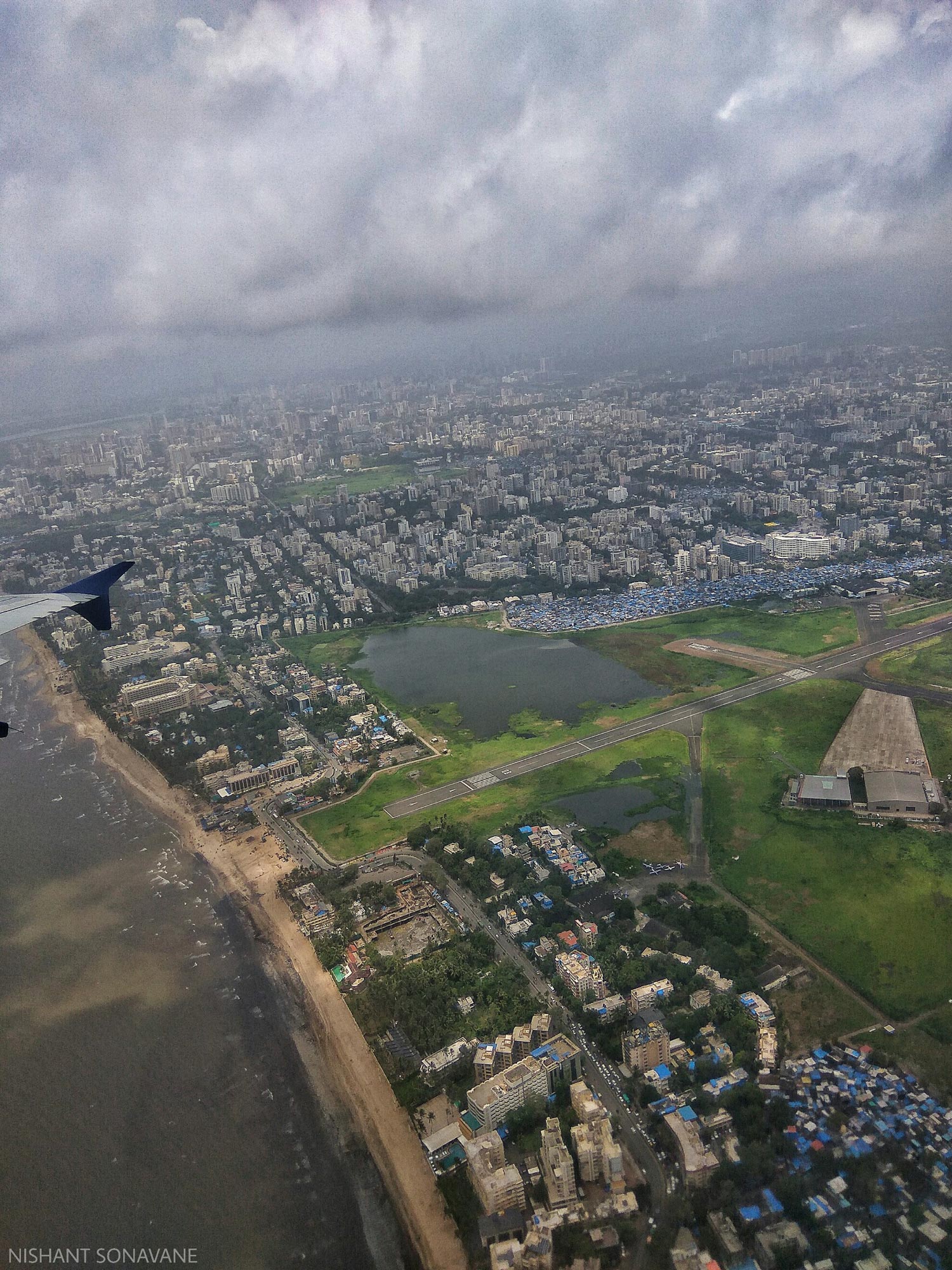 Aerial coastline view near Mumbai airport