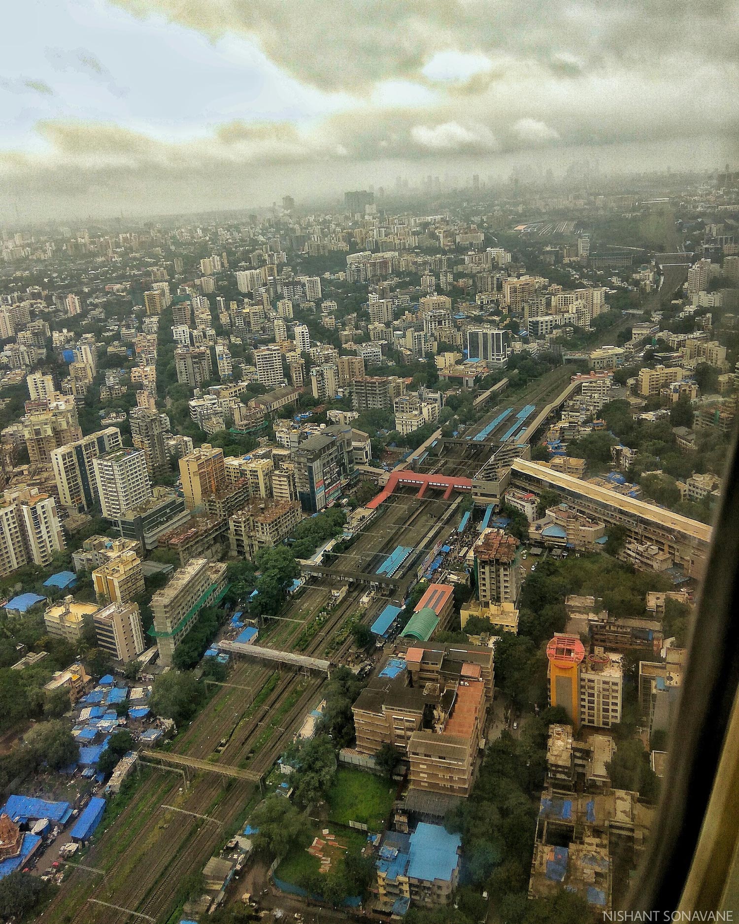 Aerial view of Mumbai railway tracks